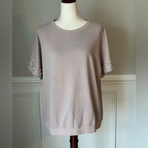 Easel Bead Embellished Short Sleeve Top size Large